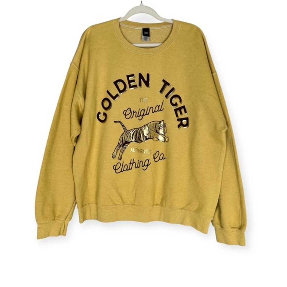 Sweet Claire Gold Foil Tiger Graphic Sweatshirt‎ Sz L / XL Slightly Oversized